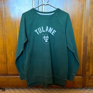 Tulane League Women's Academy Crewneck Sweatshirt Dark Green and Cream